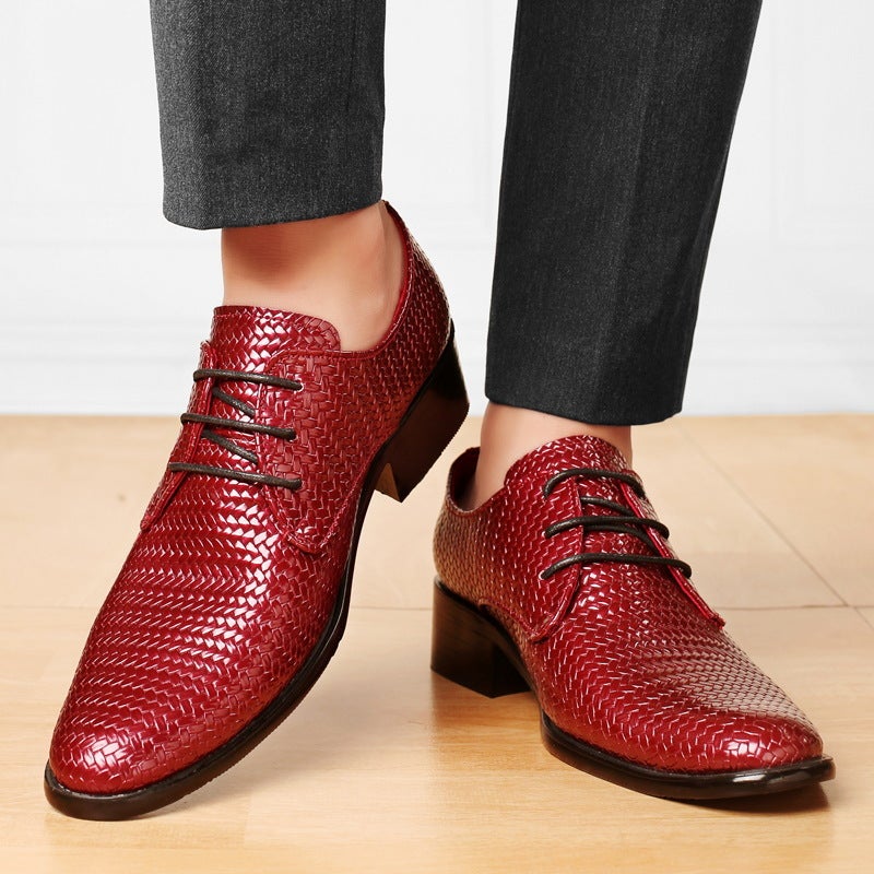 Large Size47 Four Seasons Round Head Low Woven Fashion Business Shoes New Genuine Leather - Image 2